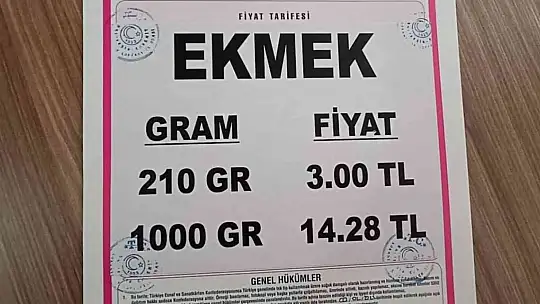 Ekmeğin kilogram fiyatı 14.28 lira oldu